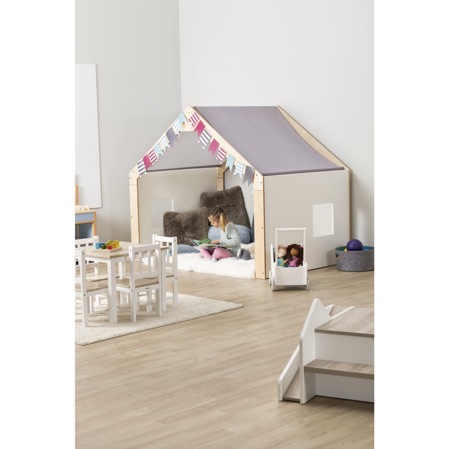 EduCasa Dream House complete set met speelmat en grijs dakdoek