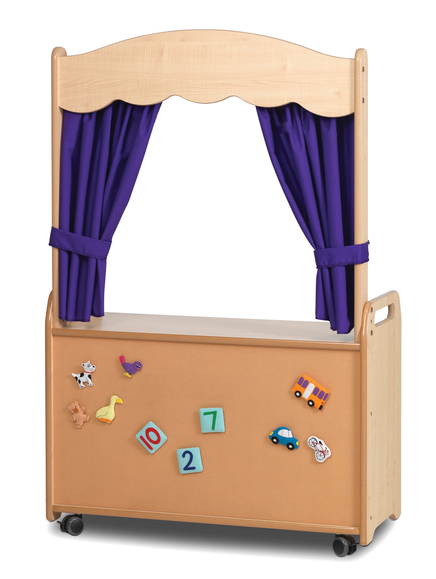 Millhouse - Verrijdbare hoge kast met theatermodule en 6 transparante bakjes - Paars