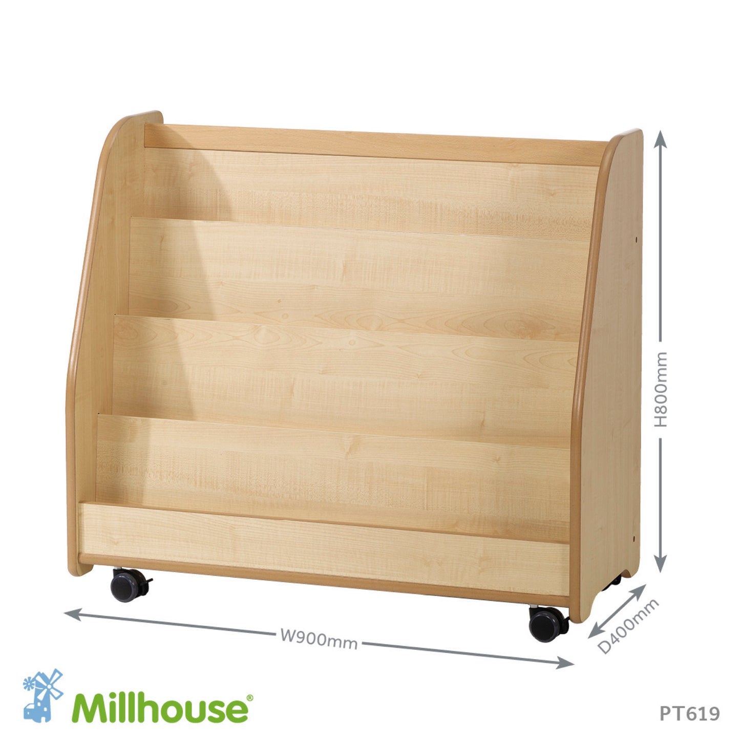 Millhouse - Hoge verrijdbare boekenpresentatiekast