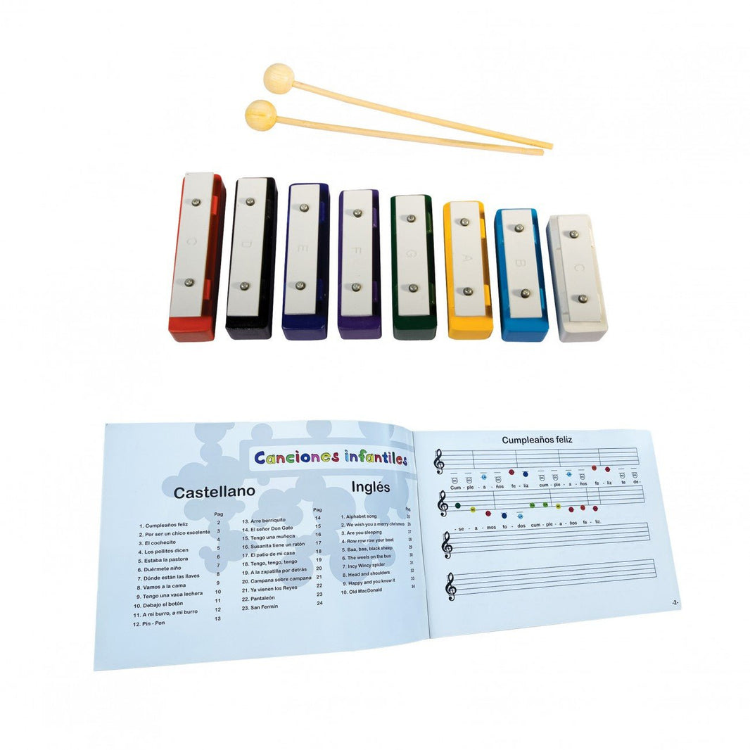 Amaya - Amaya - Glockenspiel met 8 noten, liedboek en magnetische cirkels set - Playlaan