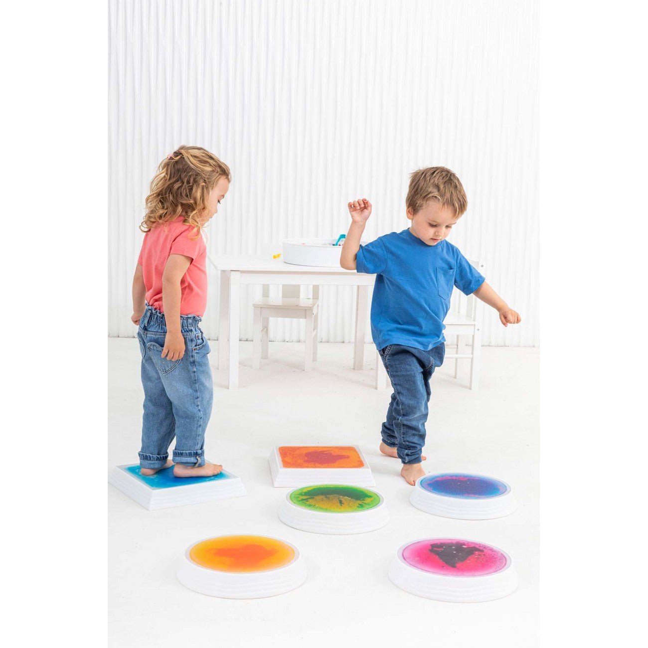 Amaya - Amaya - Sensorische ronde LED vloeistof stapstenen set 6st - Playlaan