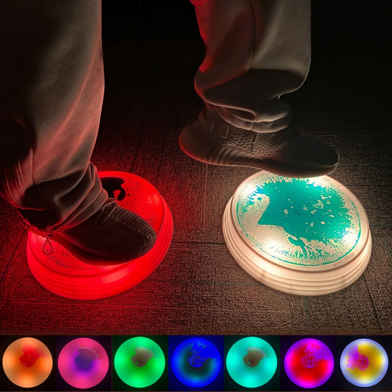 Amaya - Amaya - Sensorische ronde LED vloeistof stapstenen set 6st - Playlaan