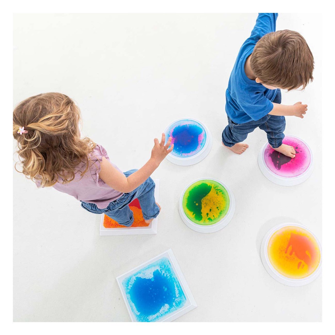 Amaya - Amaya - Sensorische ronde LED vloeistof stapstenen set 6st - Playlaan