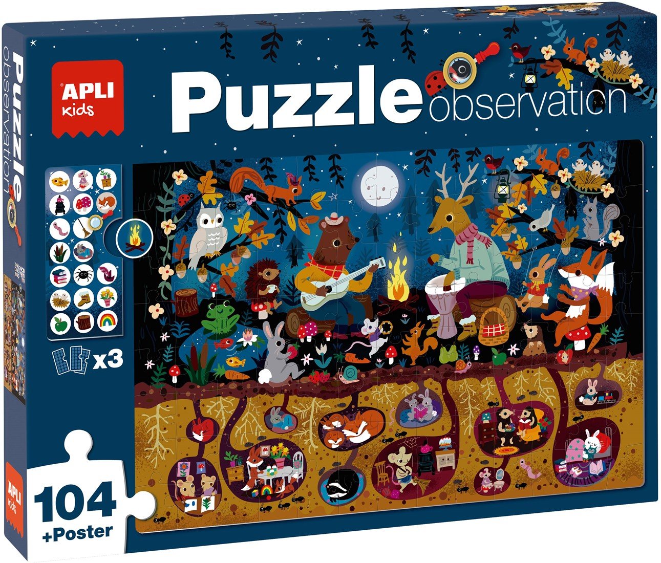 Apli Kids - Bos Observeer Puzzel 104 - delig - Playlaan