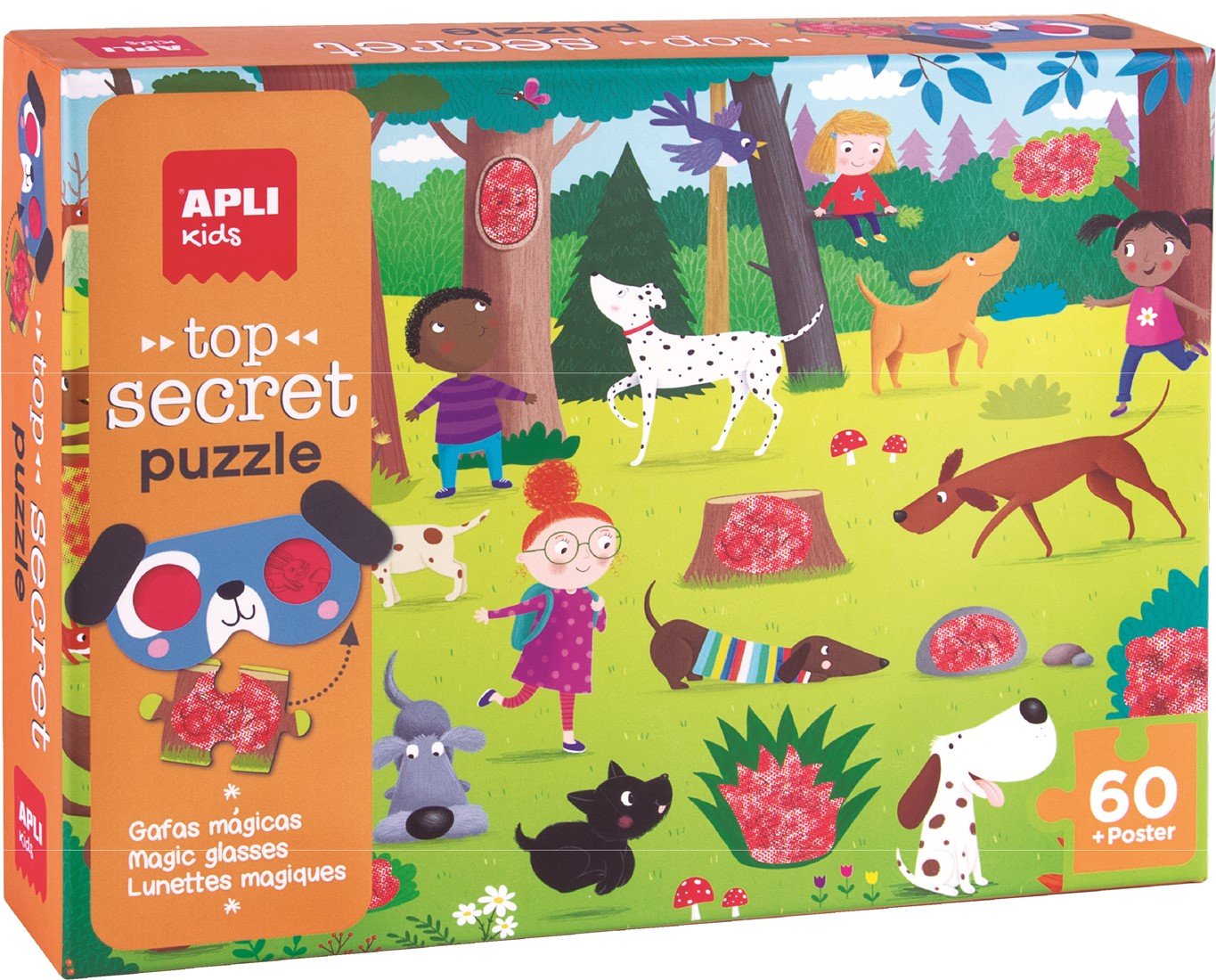 Apli Kids - Puzzel Top Secret Honden (60 stuks) Magische Bril - Playlaan