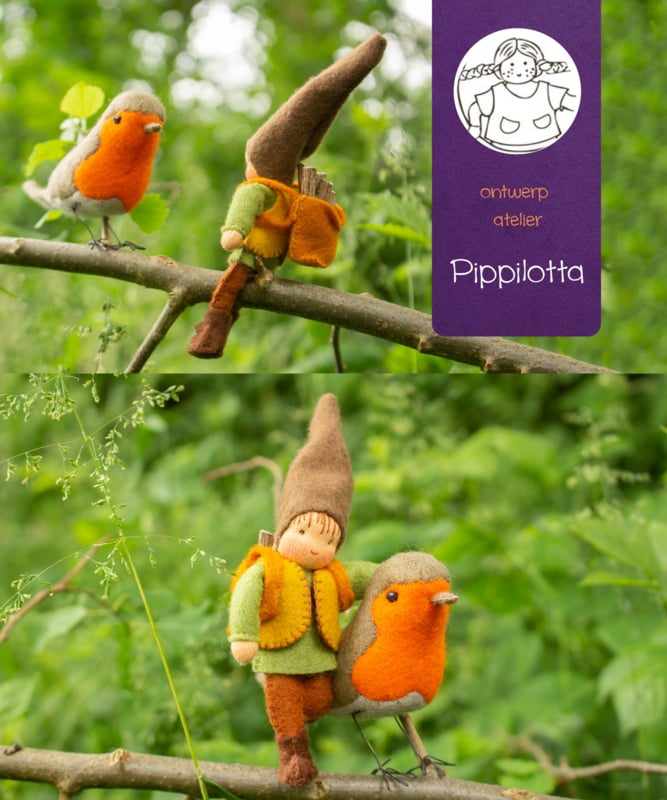 Atelier Pippilotta - Atelier Pippilotta - Kabouter met roodborstje - Knutselpakket - Playlaan