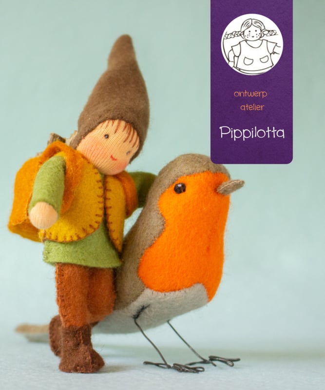 Atelier Pippilotta - Atelier Pippilotta - Kabouter met roodborstje - Knutselpakket - Playlaan
