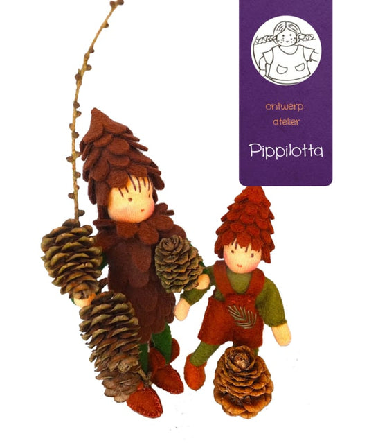 Atelier Pippilotta - Atelier Pippilotta - Twee dennenappelkinderen - Knutselpakket - Playlaan