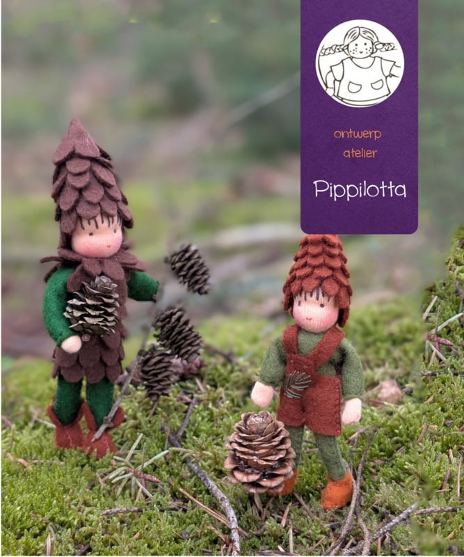 Atelier Pippilotta - Atelier Pippilotta - Twee dennenappelkinderen - Knutselpakket - Playlaan