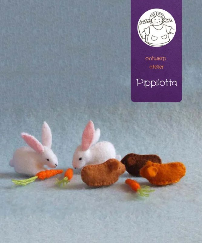 Atelier Pippilotta - Atelier Pippilotta - Twee konijnen, cavia's en wortelen - Knutselpakket - Playlaan