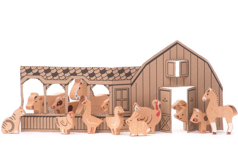 Bajo - Bajo - Boerderijdieren houten figuren 12st - Playlaan