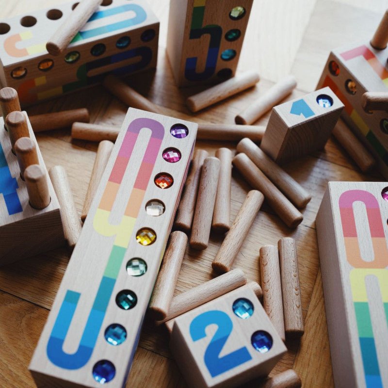 Bajo - Bajo - Houten blokken klein - groot met steentjes 1 - 9 - Playlaan