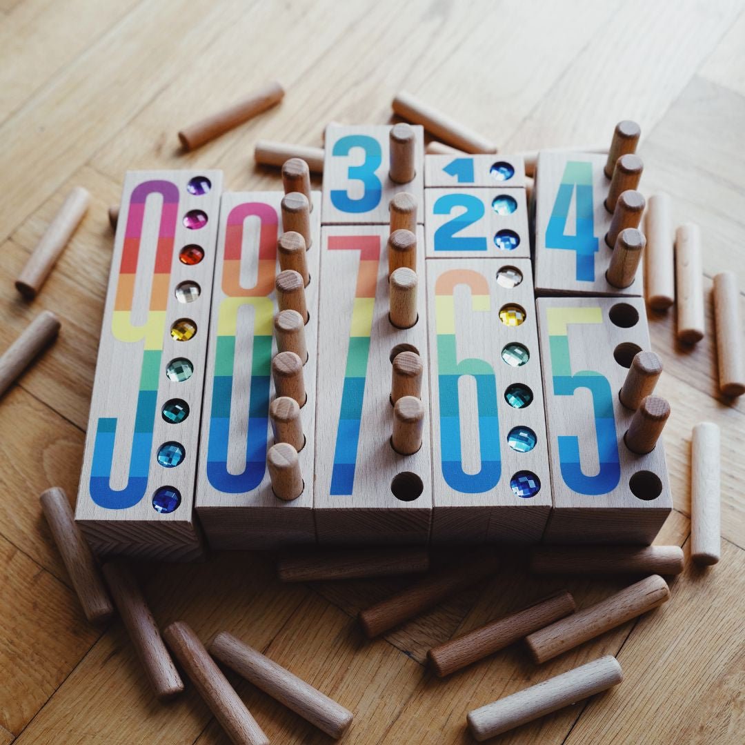 Bajo - Bajo - Houten blokken klein - groot met steentjes 1 - 9 - Playlaan