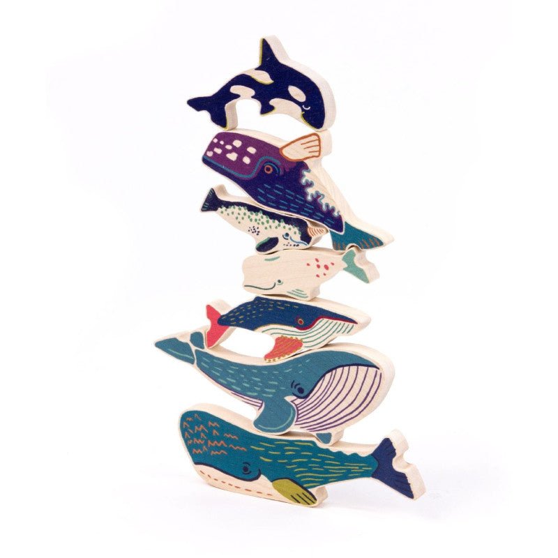 Bajo - Bajo - Walvisfamilie houten figuren 8st - Playlaan