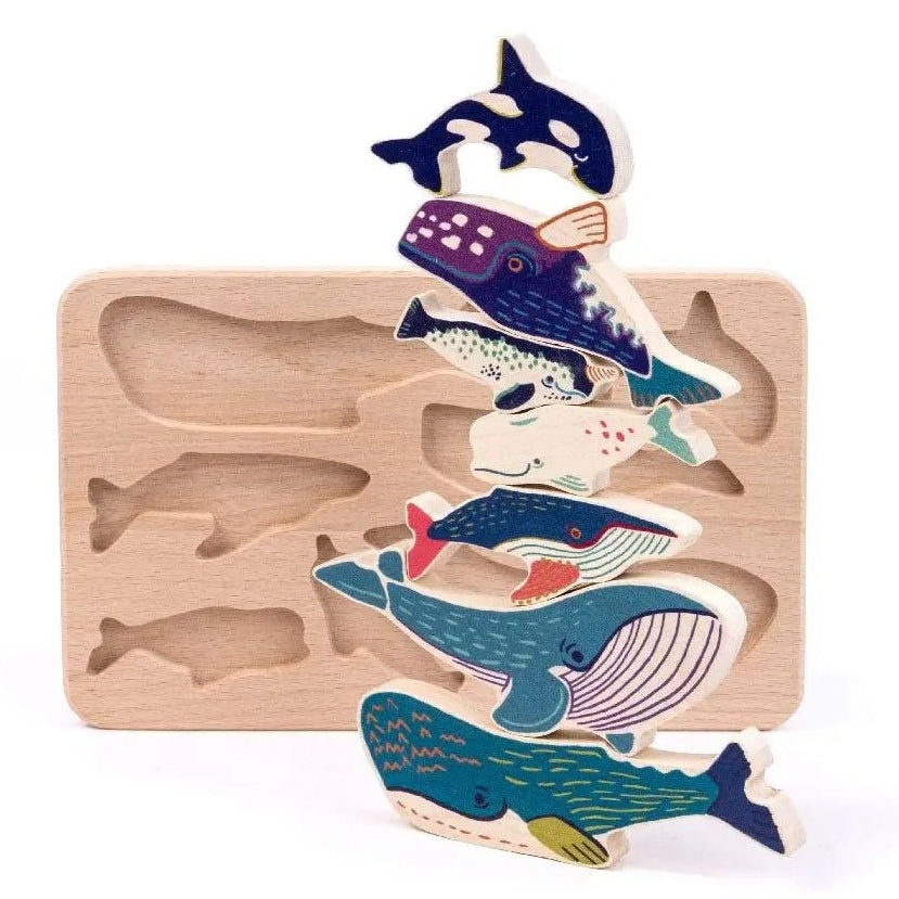 Bajo - Bajo - Walvisfamilie houten figuren 8st - Playlaan