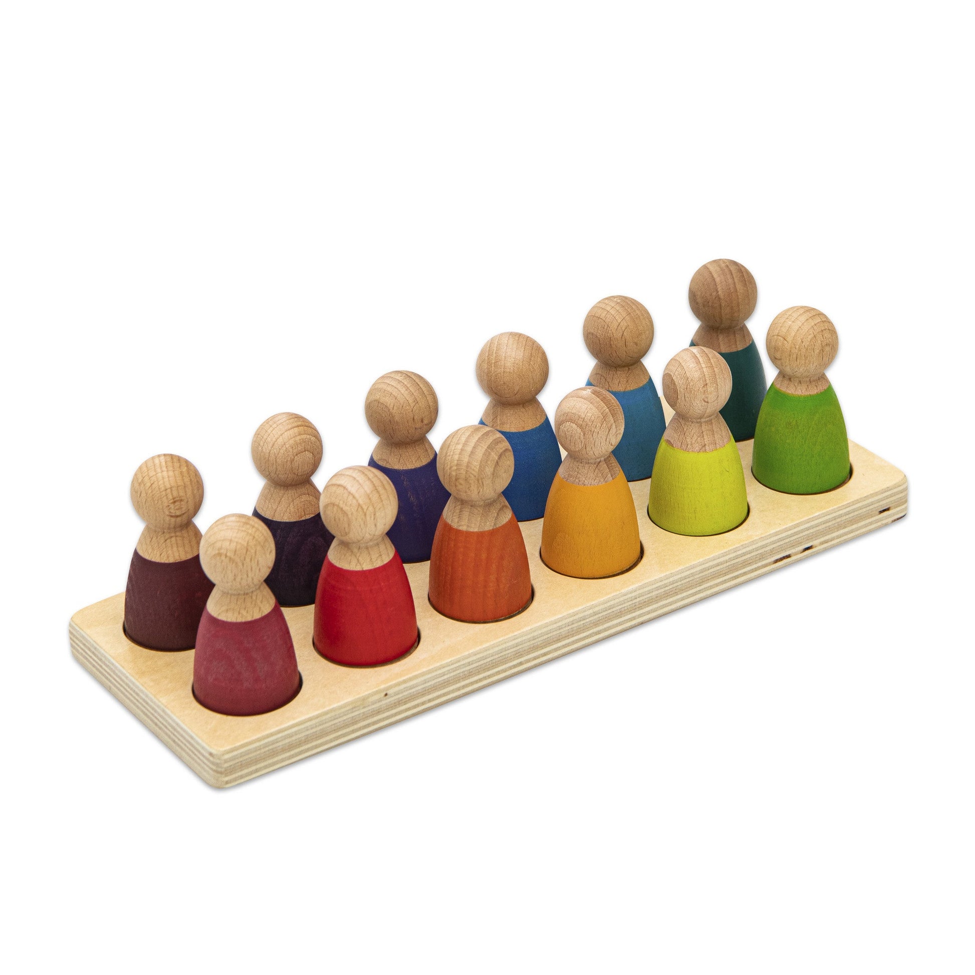 Betzold - Betzold - Houten Regenboog Poppetjes met Houder – 12 stuks - Playlaan
