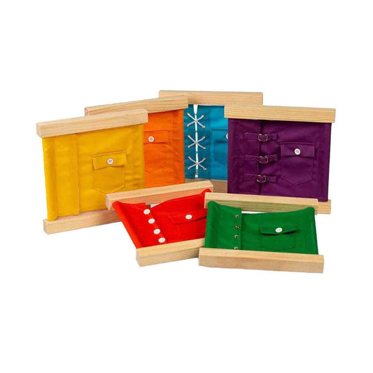 Bigjigs - Bigjigs - Houten Sluitingen - en Knopenframes 6st - Montessori - Playlaan