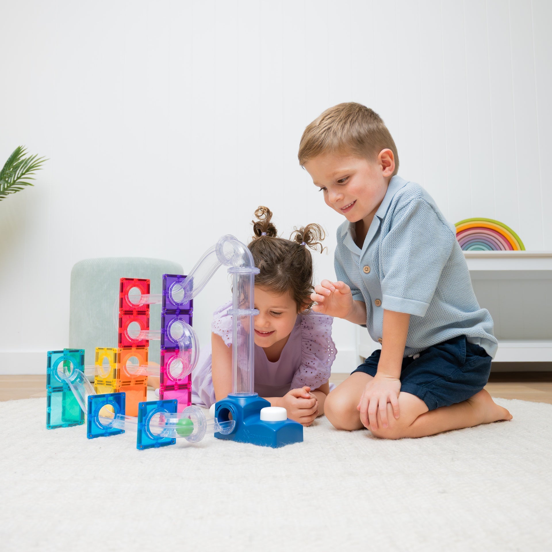 Connetix - Connetix - Launcher Knikkerbaan Pack - 47 magnetische tegels - Playlaan