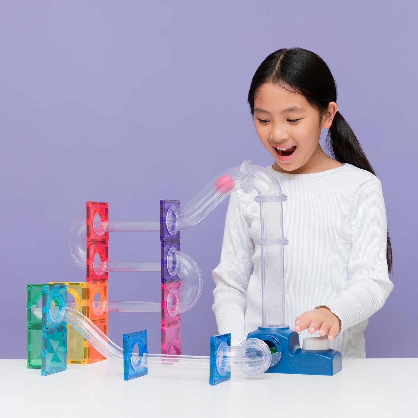Connetix - Connetix - Launcher Knikkerbaan Pack - 47 magnetische tegels - Playlaan