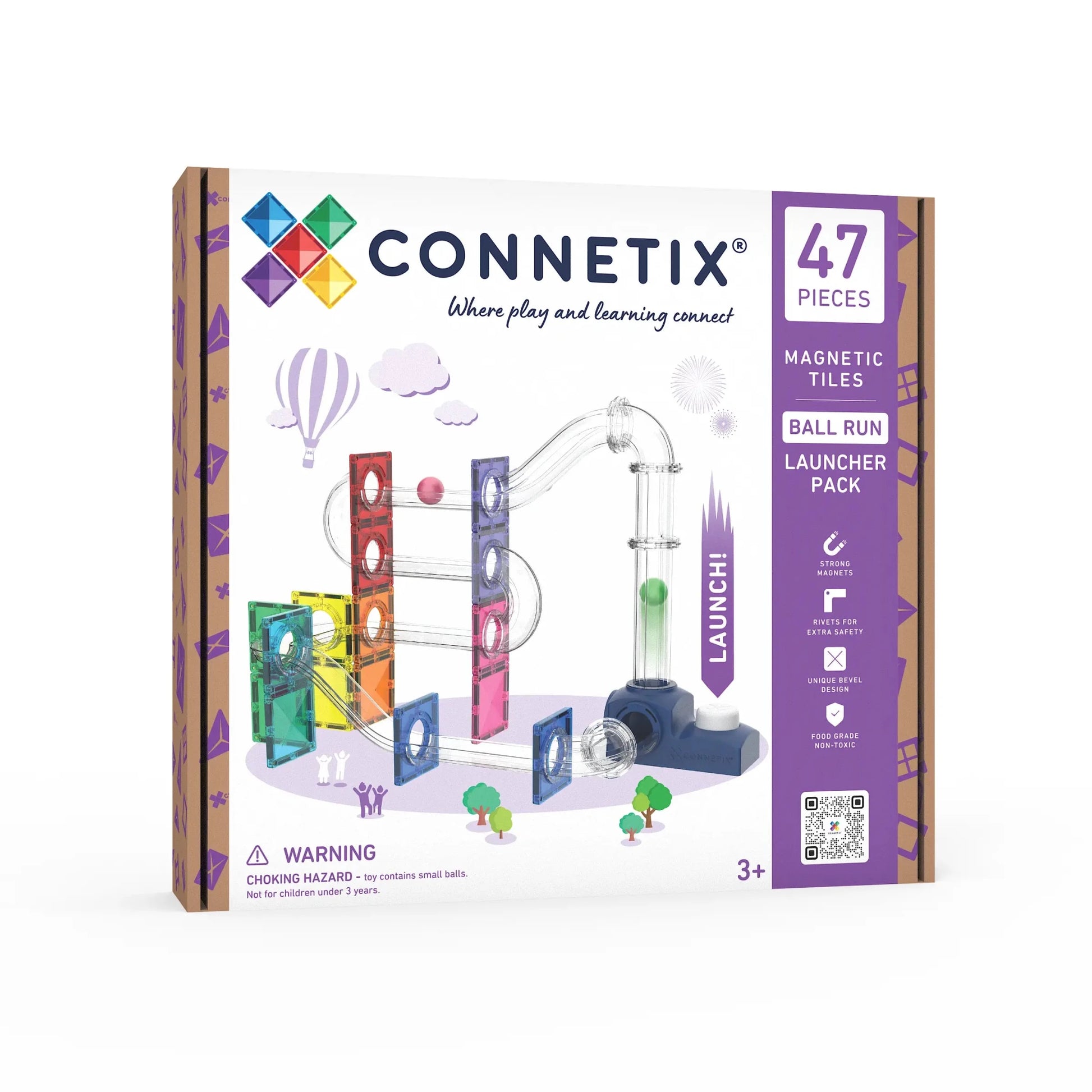 Connetix - Connetix - Launcher Knikkerbaan Pack - 47 magnetische tegels - Playlaan