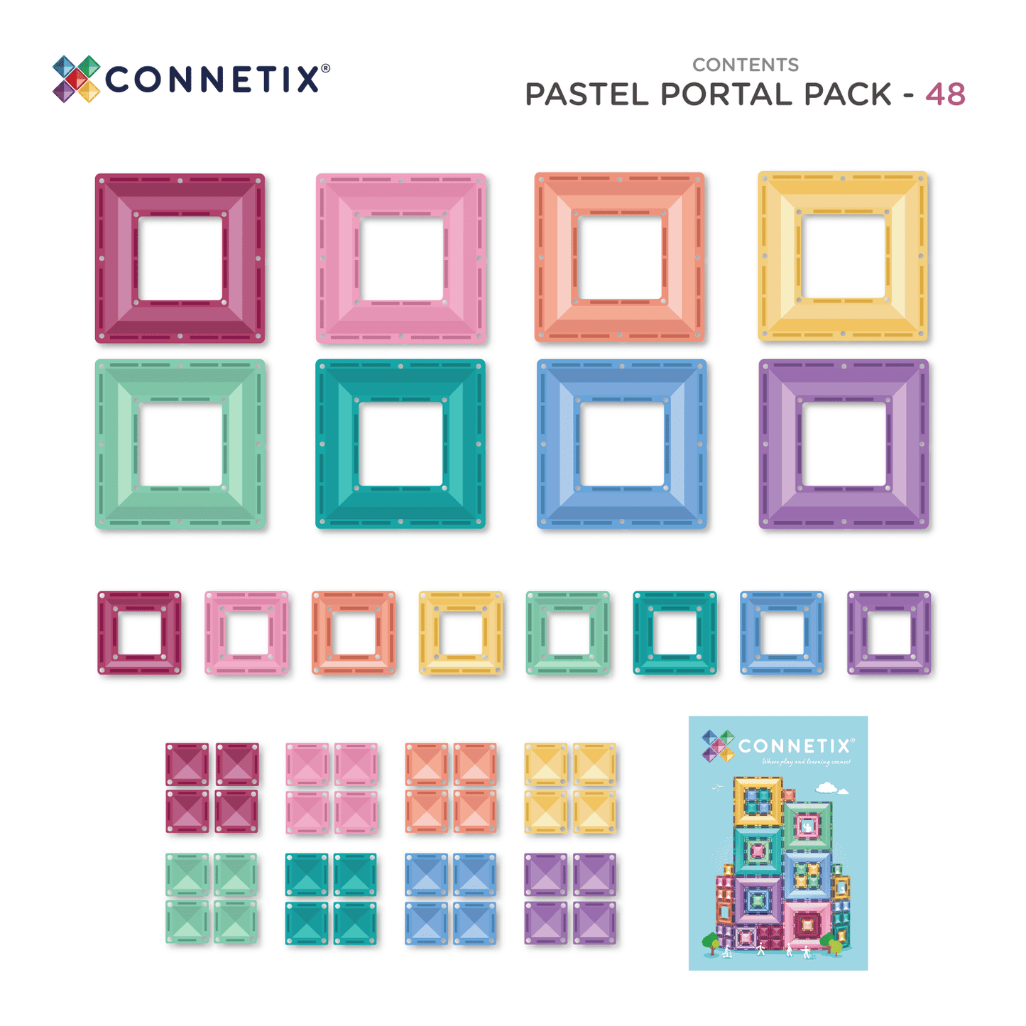 Connetix - Connetix - Pastel Portal Pack 48st - Magnetische tegels - Playlaan