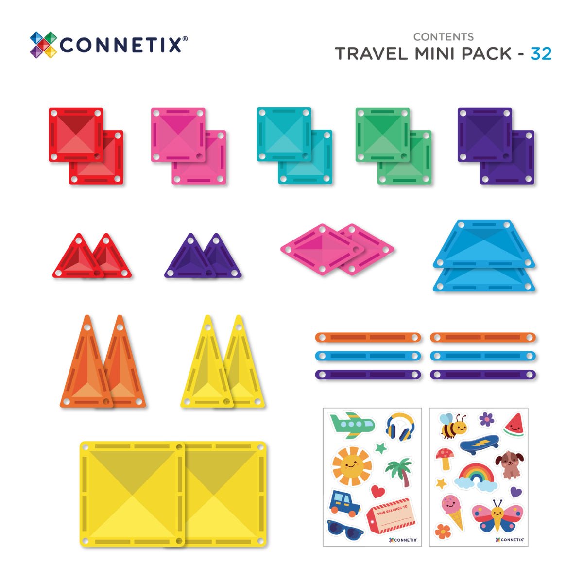 Connetix - Connetix - Travel Mini Pack - 32 mini magnetische tegels - Playlaan