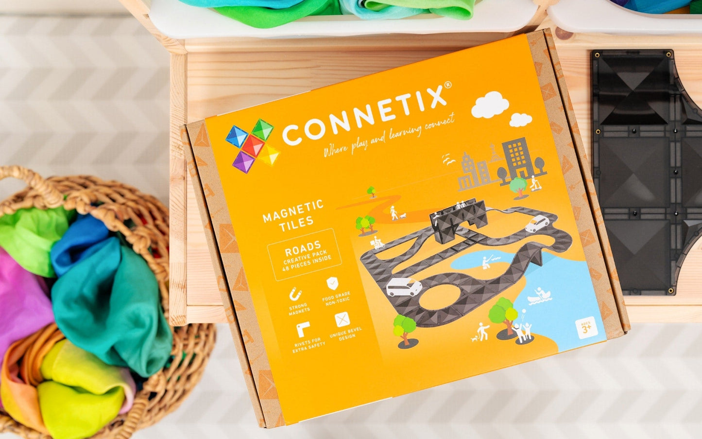 Connetix - Magnetische Autobaan set van 48 - Constructie Speelgoed - Playlaan