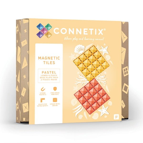 Connetix - Pastel Lemon & Peach Base Plate 2 st - Magnetisch Bouw en Constructie Tegels - Playlaan
