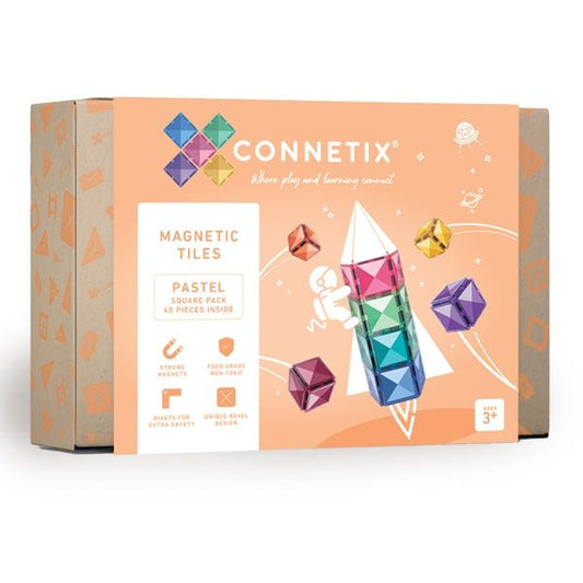 Connetix - Pastel Square Pack 40 pc - Magnetisch Bouw en Constructie Tegels - Playlaan