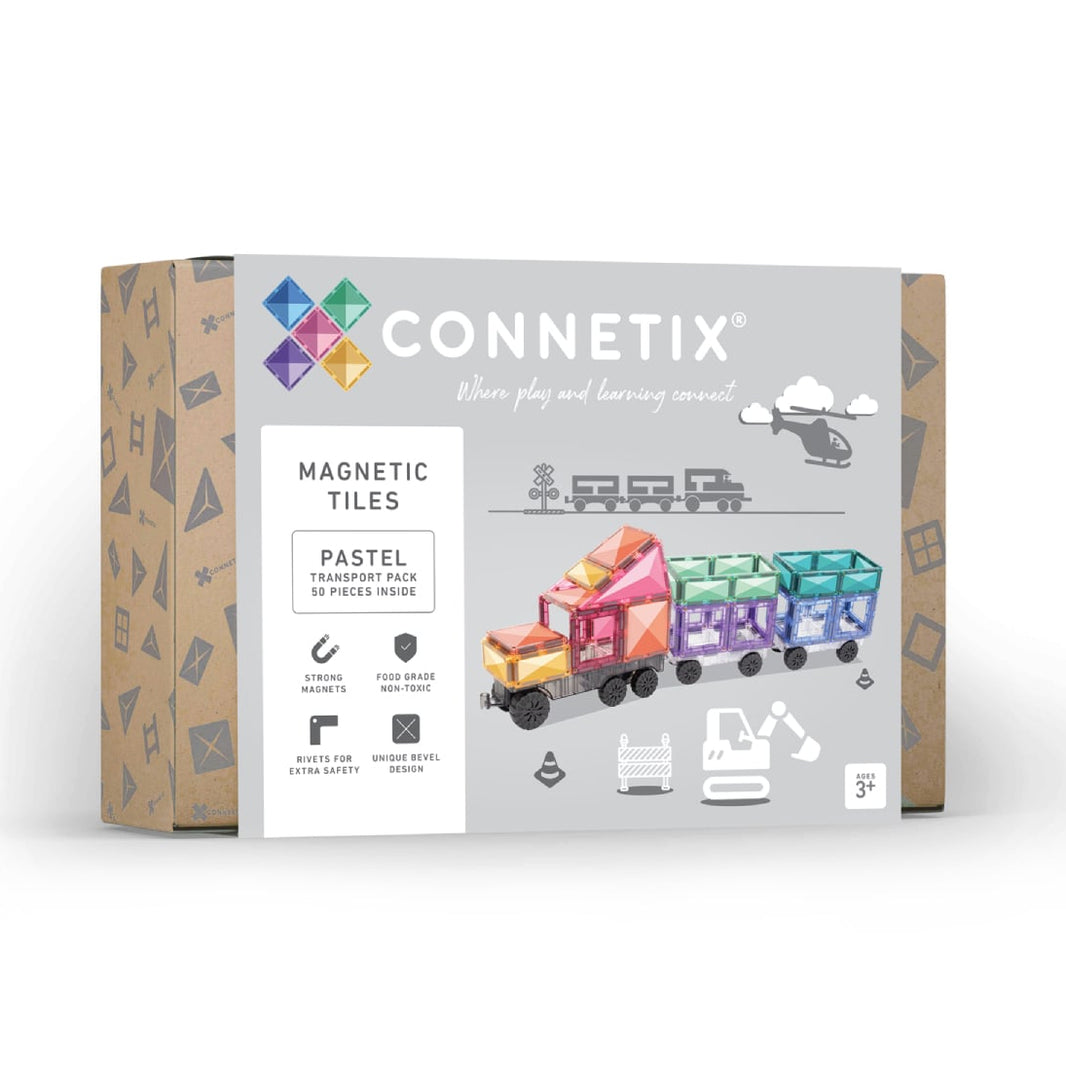 Connetix - Pastel Transport Pack 50 pc - Magnetische Bouw en Constructie Tegels - Playlaan