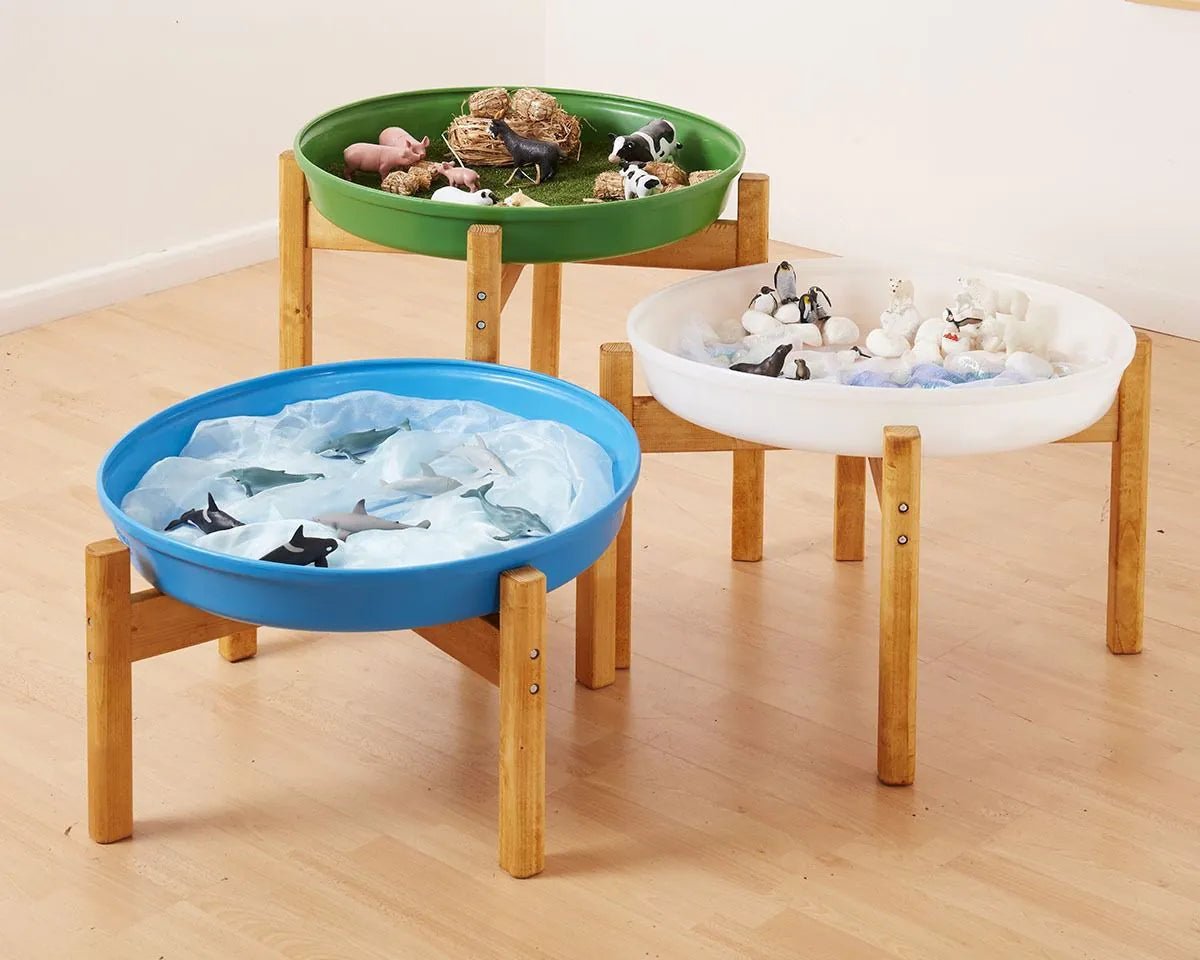 Cosy - Cosy - Landschap Tuff Tray Rond (69cm) speelbakken met houten onderstel - set van 3 - Playlaan