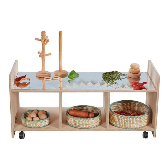 Cosy - Cosy - Sensorische ontdekkast met spiegel Rokkie - laag model op wieltjes - Playlaan