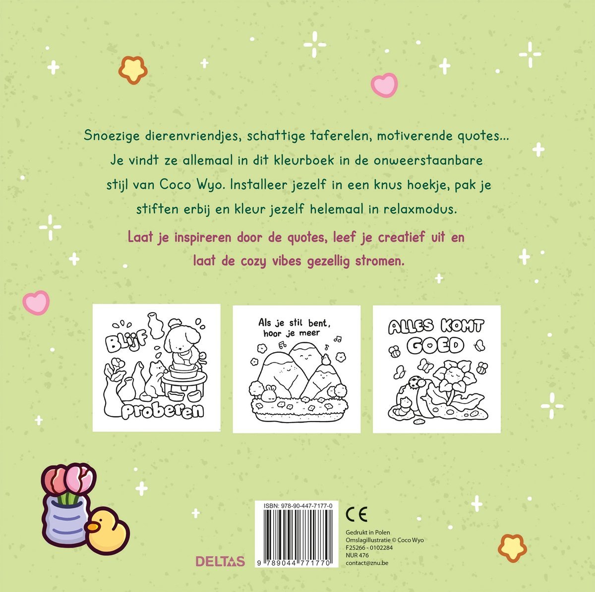 Deltas Centrale uitgeverij - Cozy Vibes Cute & Comfy kleurboek Coco Wyo - Playlaan