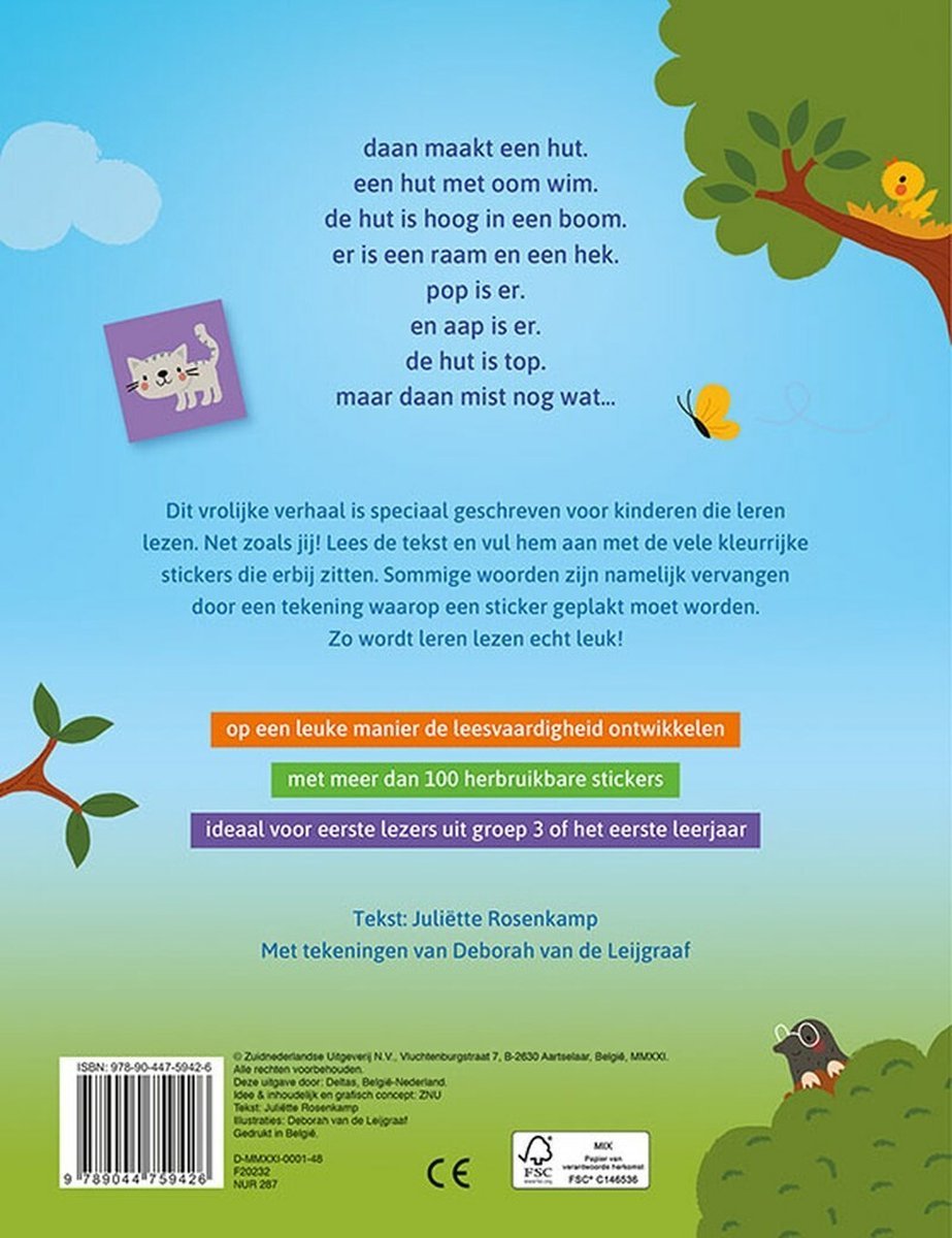 Deltas Centrale uitgeverij - Ik leer lezen Stickerboek - Een hut in de boom - Deltas - Playlaan