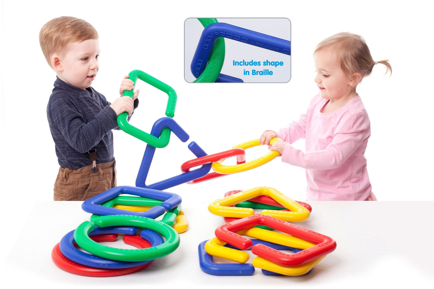 Educational Advantage - Educational Advantage - Grote koppelvormen met braille – educatieve set - Playlaan