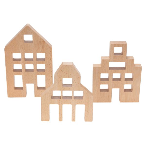 Eduplay - Eduplay - Houten huisjes voor acrylkubussen set van 3 - Playlaan