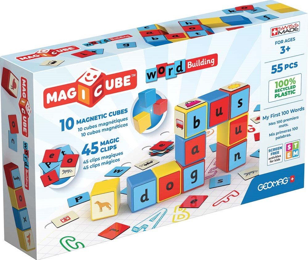 Geomag - Magicube Word Building EU Recycled Clips 55 pcs - Playlaan