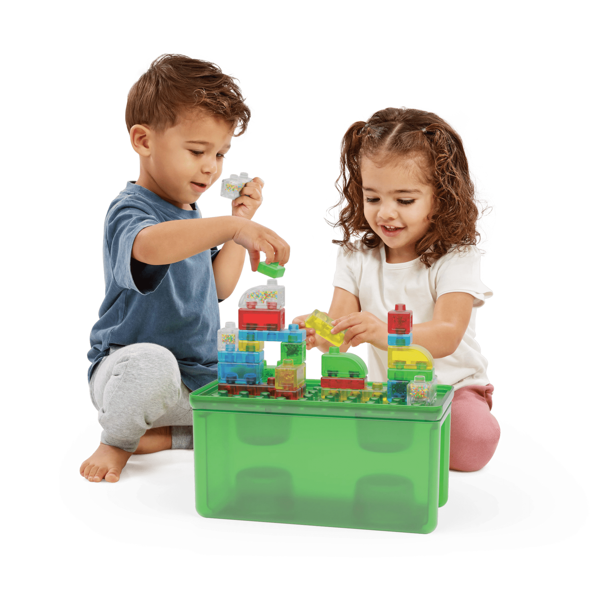 Goliath - Jelly Blox - Stash & Stack (2 - in1 opbergdoos) - Sensorische Bouwblokken 30st - Playlaan