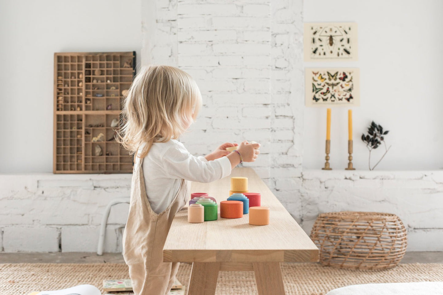 Grapat - Grapat - 24 Houten Stapelbare Bakjes |Sorteerspel klein - groot - Playlaan