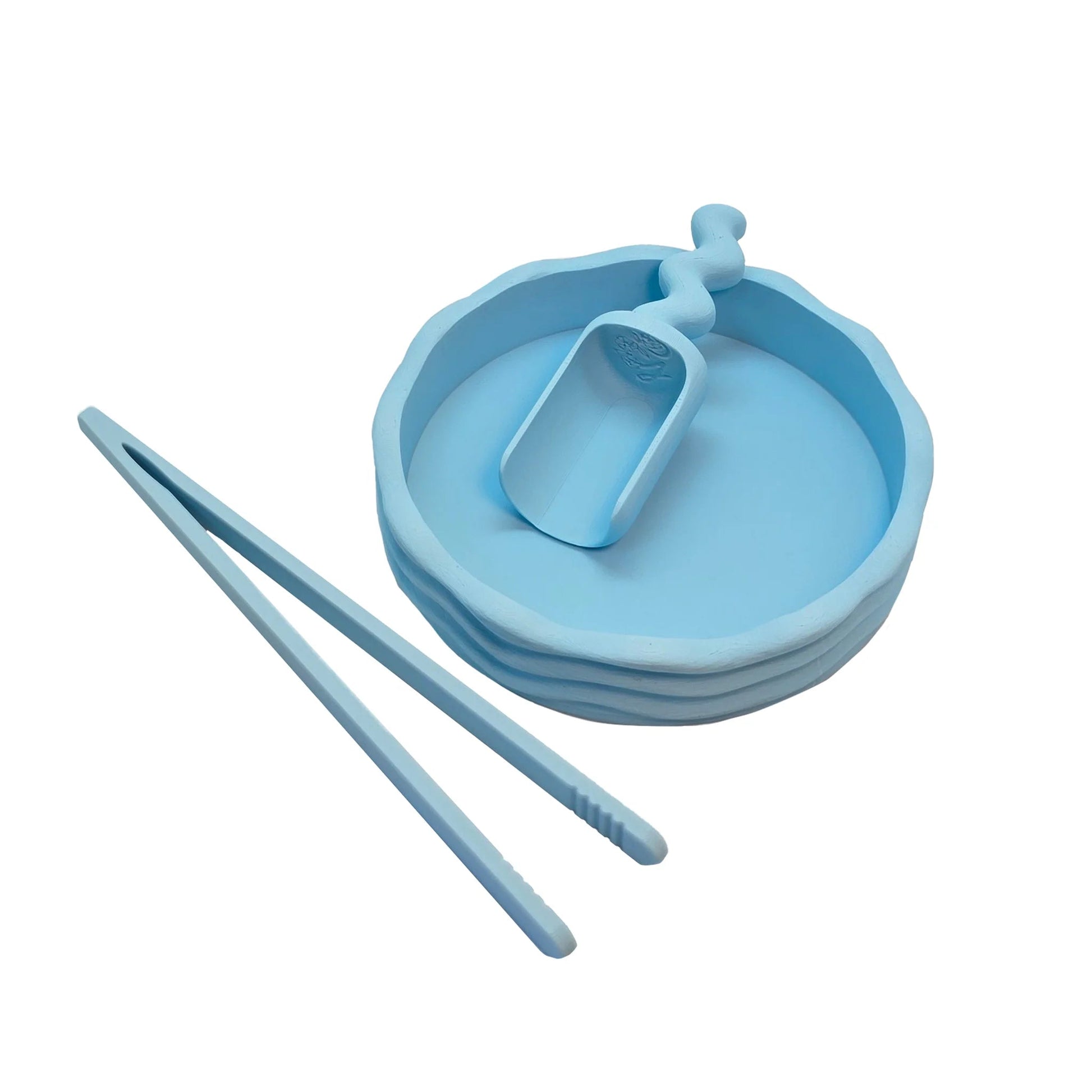 Grennn - Grennn - Sensorische speelset schepje, bakje, picet - Pastel blauw - Playlaan