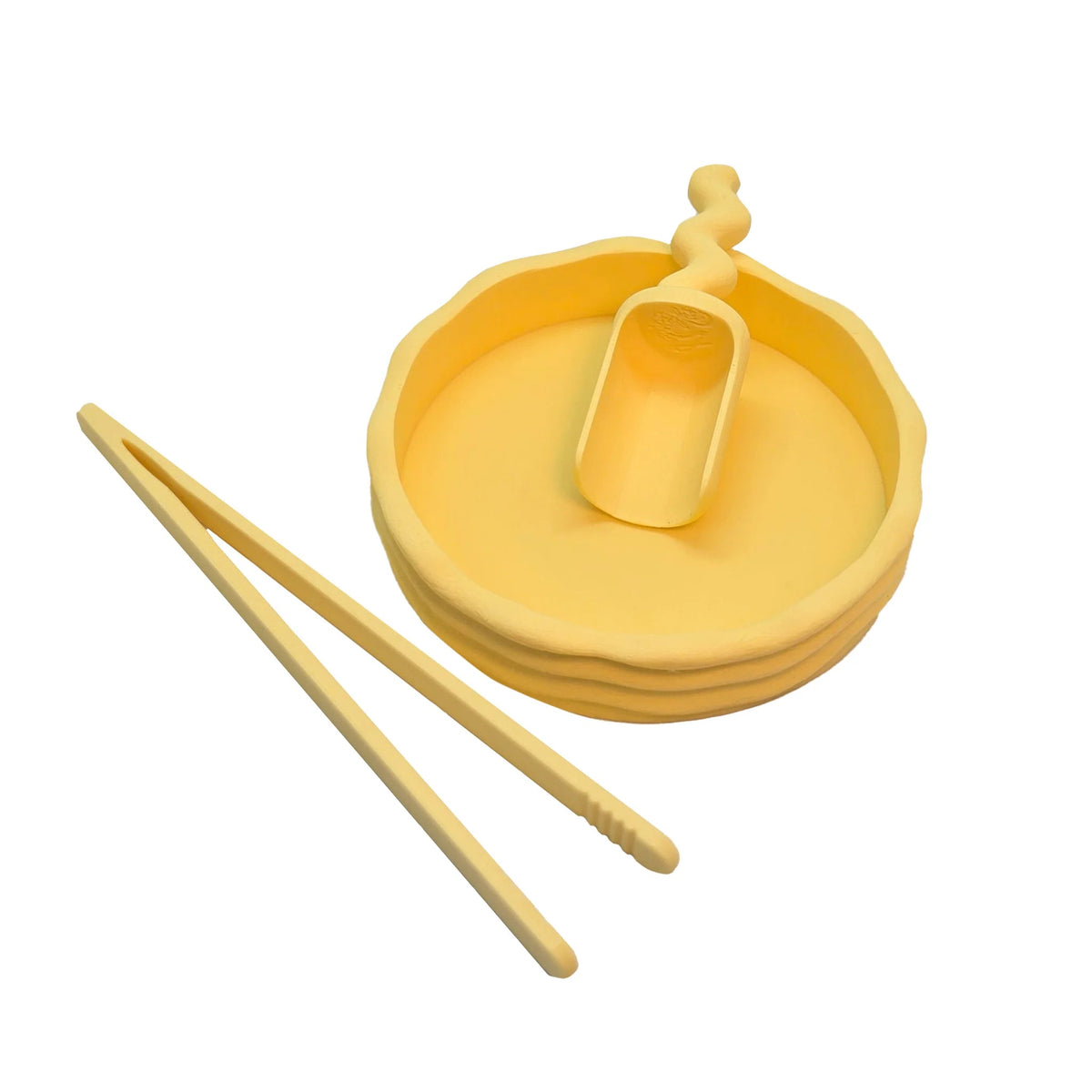 Grennn - Grennn - Sensorische speelset schepje, bakje, picet - Pastel geel - Playlaan