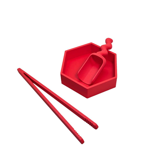 Grennn - Grennn - Speelset 3st - Pincet, speelbakje, schepje - Classic rood - Playlaan