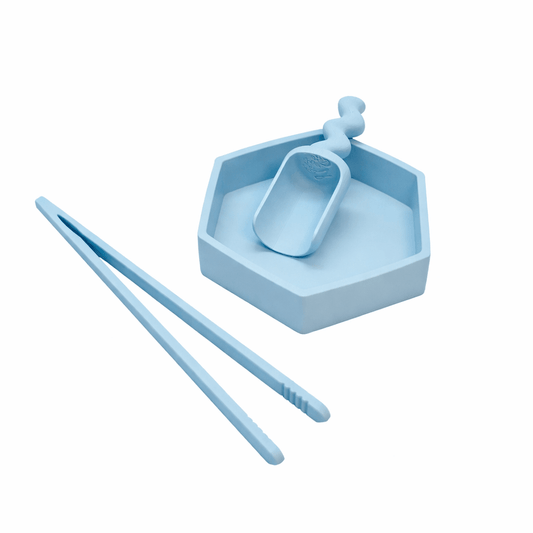 Grennn - Grennn - Speelset 3st - Pincet, speelbakje, schepje - Pastel blauw - Playlaan