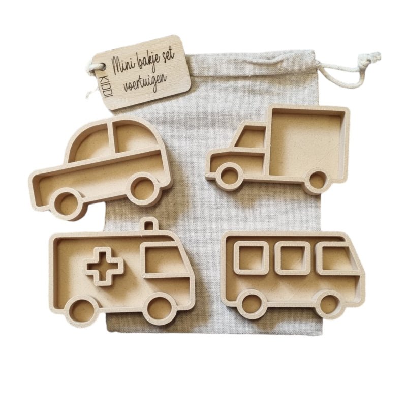 Kiddi - Bio mini bakjes set voertuigen Kiddi - Bio mini bakjes set voertuigen