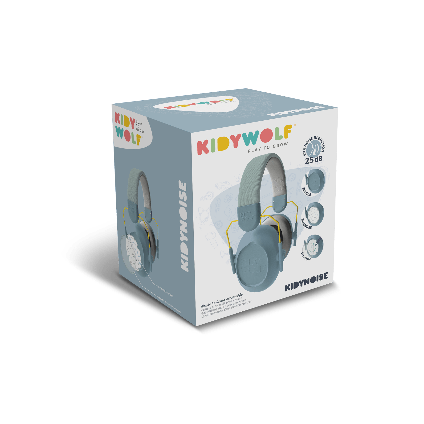 Kidywolf - Kidywolf - Noise cancling Koptelefoon - Kidynoise Blauw 25 dB - Playlaan
