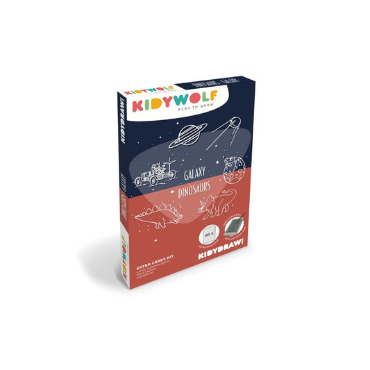 Kidywolf - Kidywolf - Refill navulling voor Kidydraw mini - Dinosaurussen en sterrenstelsel (60 kaarten) - Playlaan