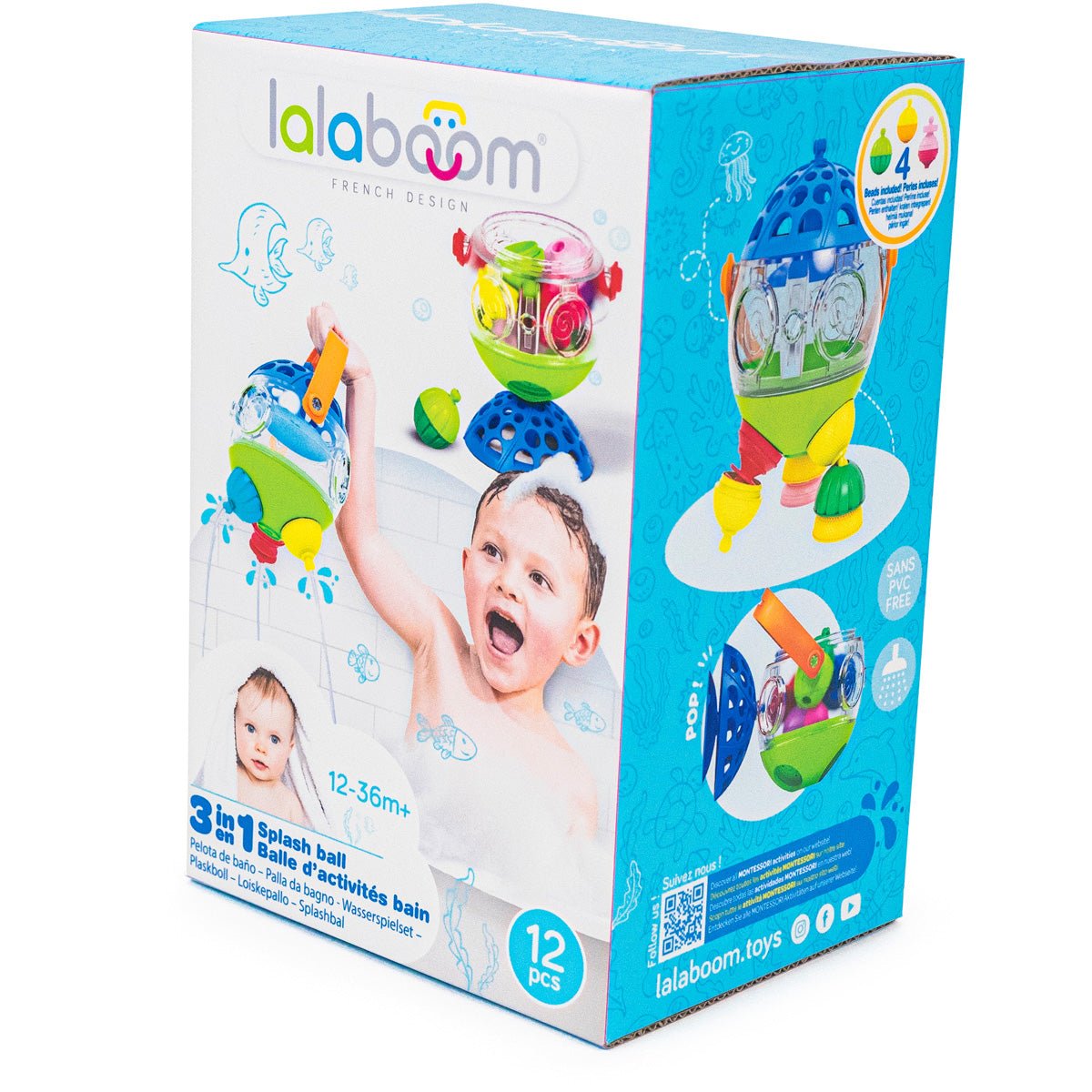 Lalaboom - Lalaboom – Plonsbal en educatieve kralen (12 stuks) - Playlaan