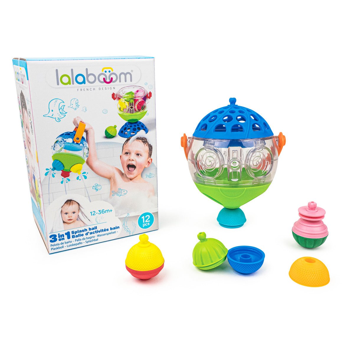 Lalaboom - Lalaboom – Plonsbal en educatieve kralen (12 stuks) - Playlaan