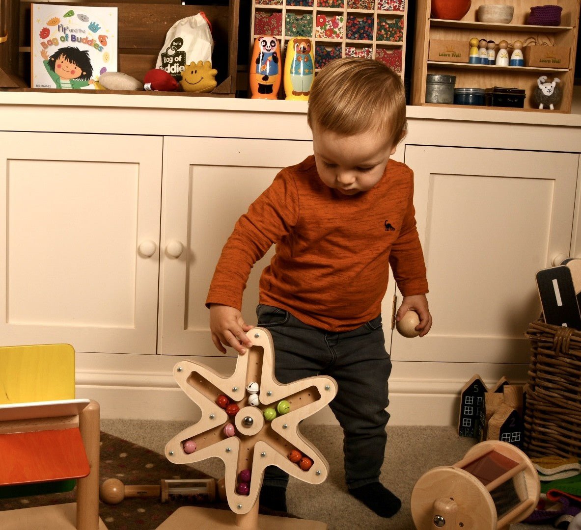 Learn Well - Learn Well - Draaiende Klokjesbloem – Sensorisch Speelgoed van Hout - Playlaan