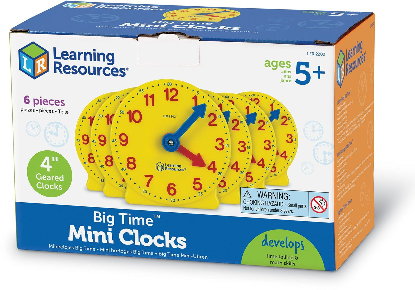 Learning Resources - Learning Resources - Big Time Geared Mini - Clocks set van 6 - Playlaan